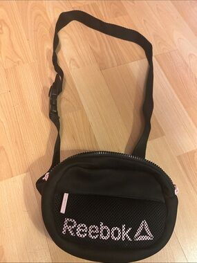 Reebok Black Crossbody with Pink Logo Detail